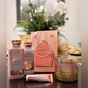 Bath & Body Works Champagne Toast Collection Set with cupcake tote bag 🧁🥂